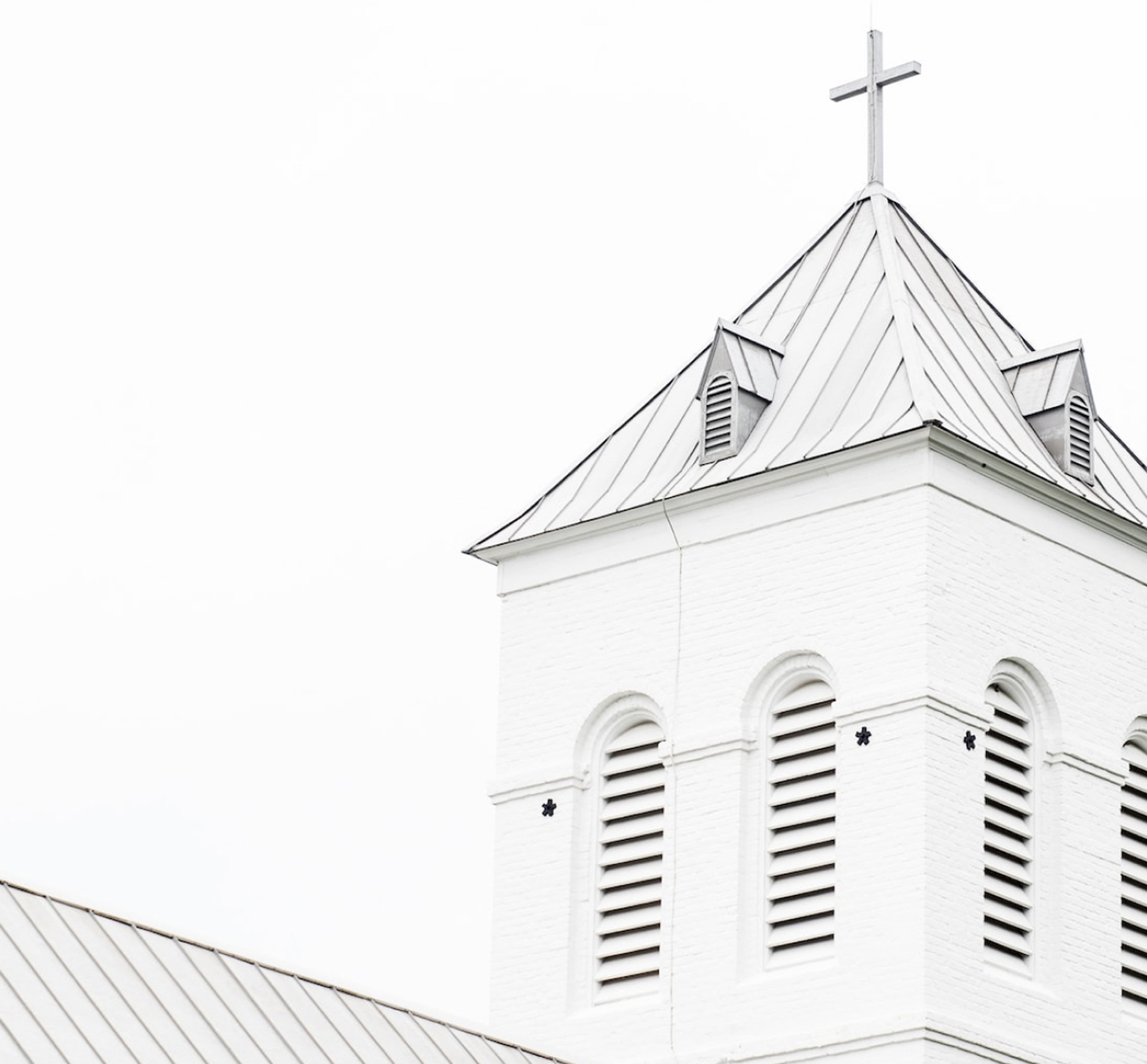 Church Steeple against the skyline in black and white